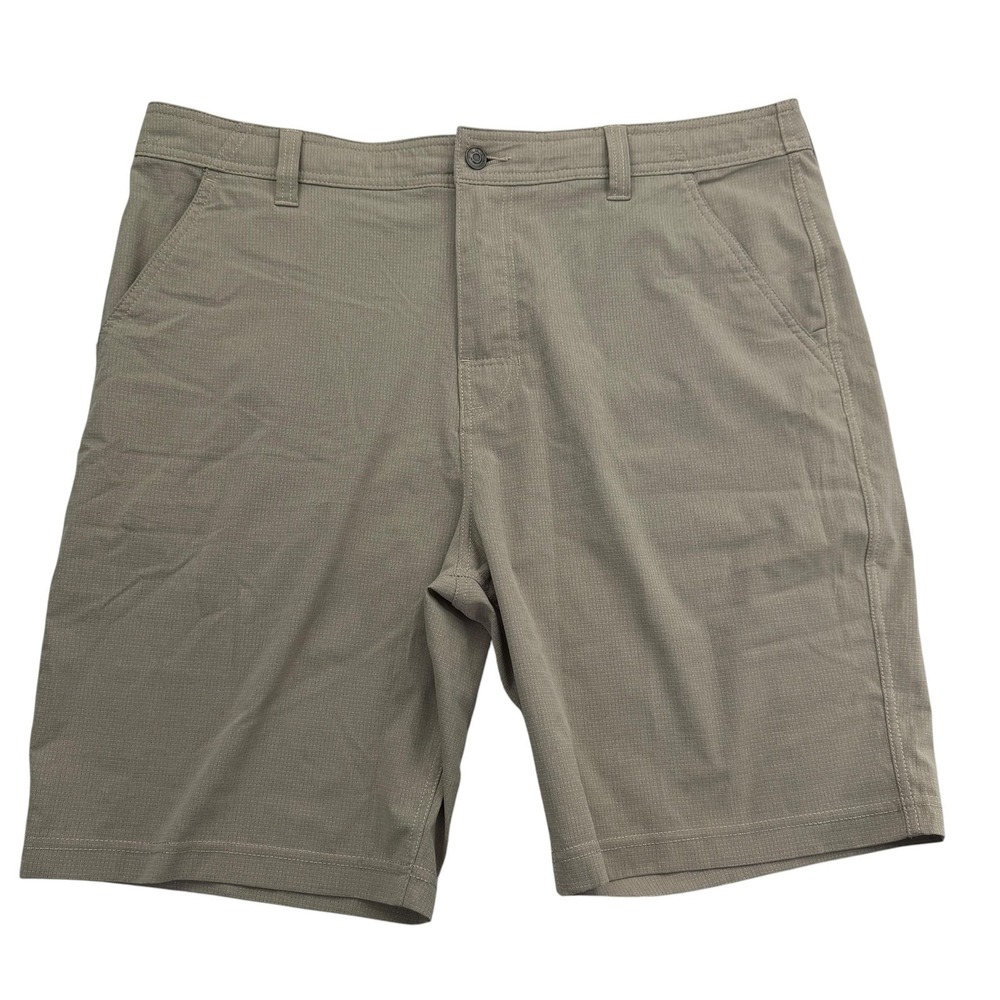 PrAna Shorts Mens 38 Beige Chino Microfiber Stretch Drawstring Pockets 8 Inseam